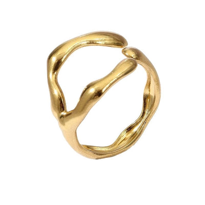 Jewelry Retro Leaf Heart Shape Flower 304 Stainless Steel Plating Open Rings