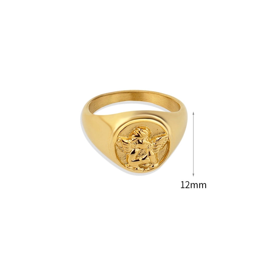 Jewelry Simple Style Streetwear Angel Rose 304 Stainless Steel Rings