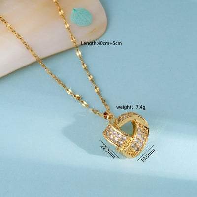 Jewelry IG Style Geometric 304 Stainless Steel Copper Zircon Inlay Earrings Necklace
