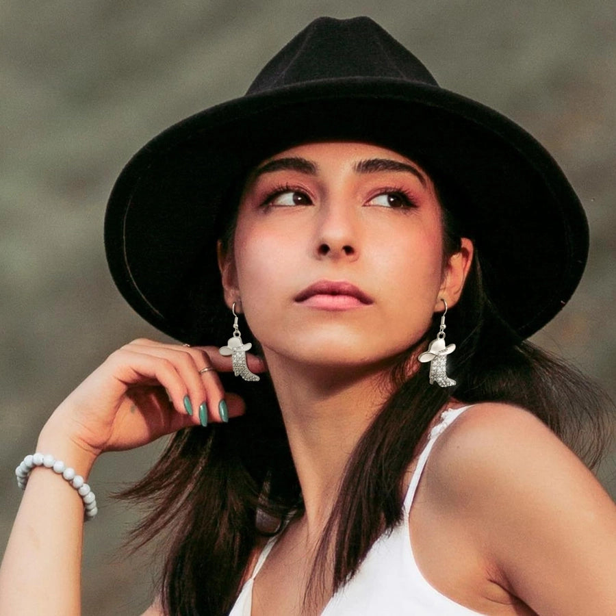 1 Pair Casual Simple Style Streetwear Boots Plating Copper Zircon Drop Earrings