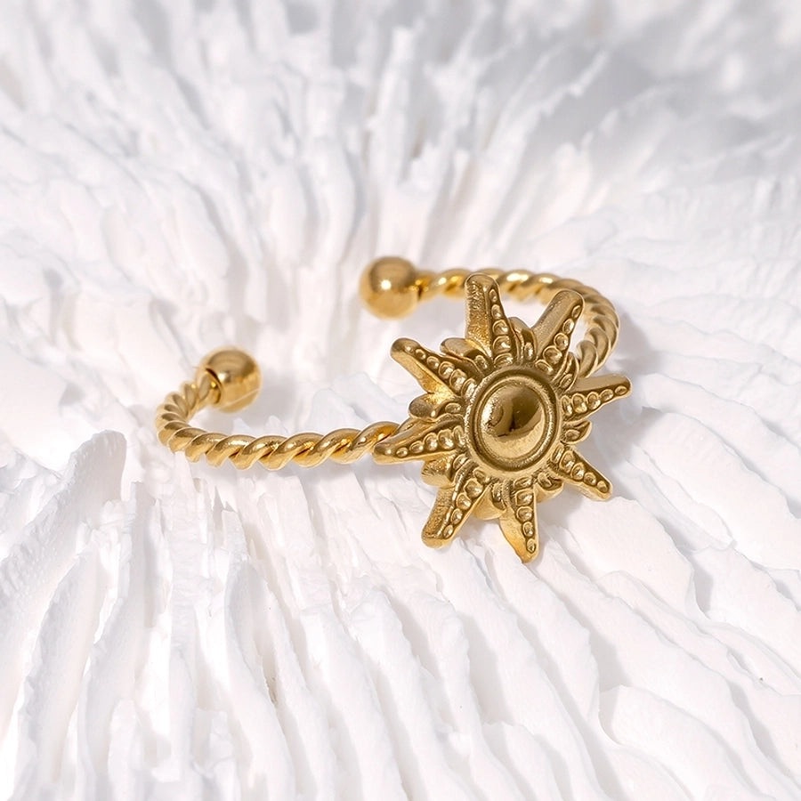 Jewelry Modern Style Simple Style IG Style Sun 304 Stainless Steel 18K Gold Plated Stainless Steel Rings