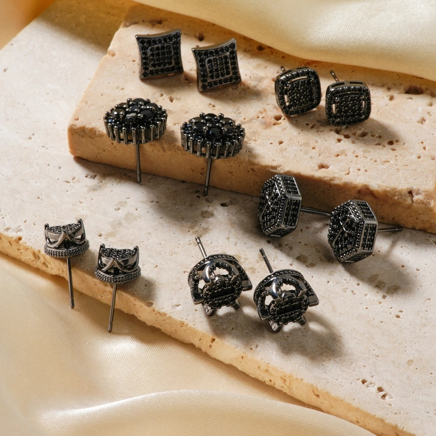 1 Piece Hip-Hop Retro Streetwear Geometric Inlay Copper Zircon Rhodium Plated Ear Studs