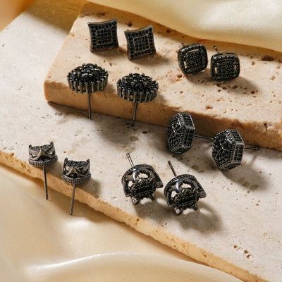 1 Piece Hip-Hop Retro Streetwear Geometric Inlay Copper Zircon Rhodium Plated Ear Studs