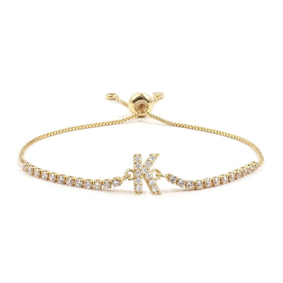 Copper Inlay Letter Zircon Bracelets
