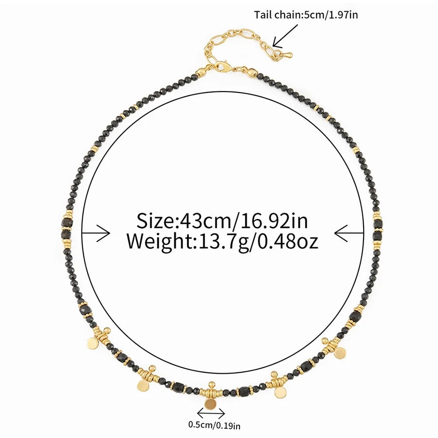 Retro Geometric natural stone Copper Black Pointed Crystal Necklace In Bulk