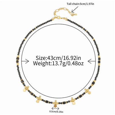 Retro Geometric natural stone Copper Black Pointed Crystal Necklace In Bulk