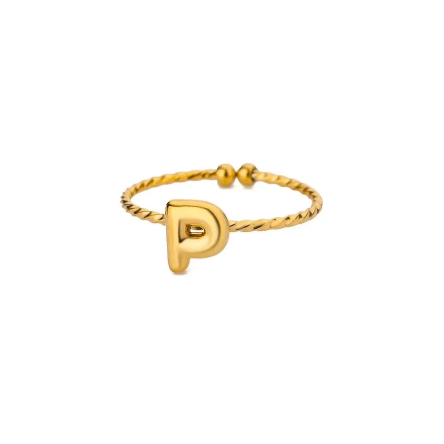 Jewelry Casual Simple Style Streetwear Letter 304 Stainless Steel 18K Gold Plated Open Rings
