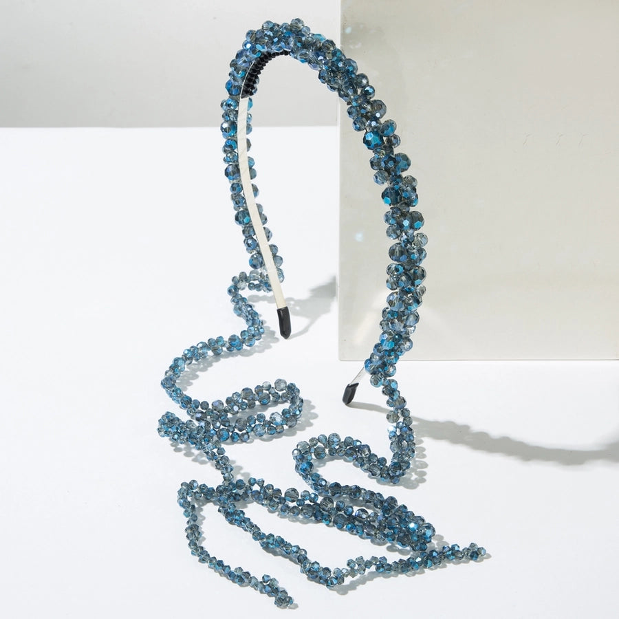 Women's Elegant Luxurious Solid Color Alloy Cloth Inlay Glass Hair Band