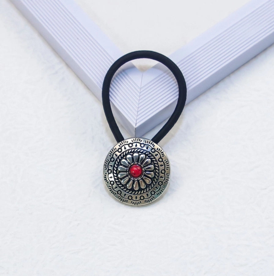 Women's Classical Ethnic Style Classic Style Cross Round Cattle Alloy Polyester Inlay Turquoise Hair Tie