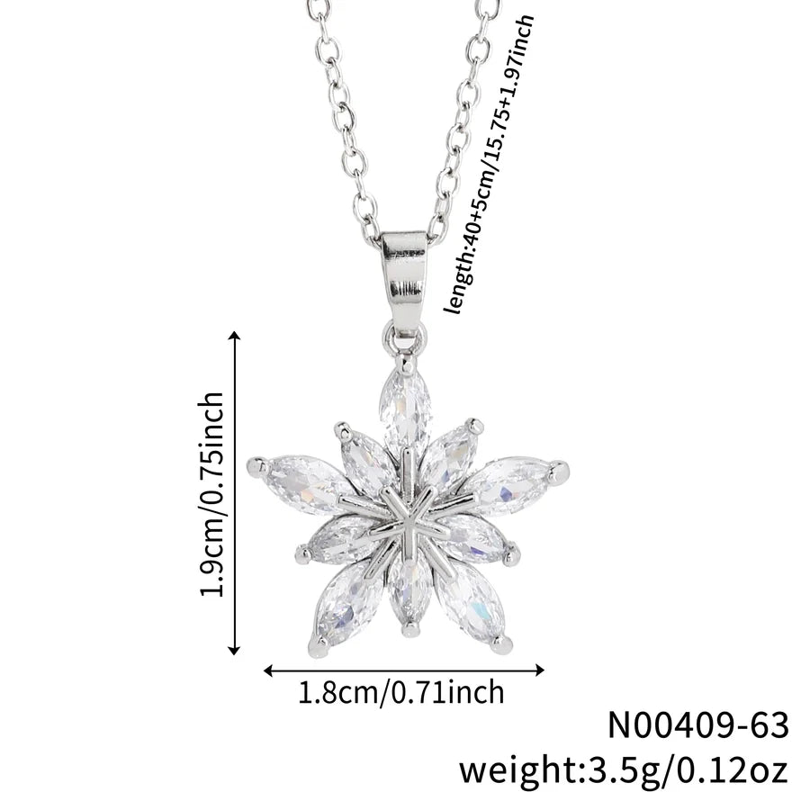 Elegant Personality Fashion Snowflake Suit, 3-Piece Fashion Simple Pendant Necklace and Earrings Suit, Suitable for Daily Wear, Party and Valentine's Day Gifts