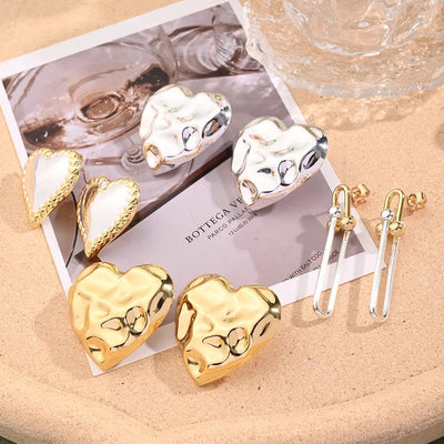 1 Pair/Package Casual Vacation Modern Style Heart Shape Horseshoe Buckle Handmade Polishing Plating Copper 18K Gold Plated Silver Plated Ear Studs