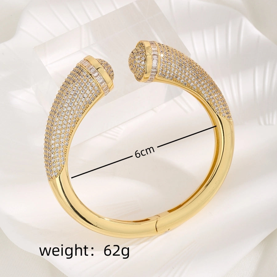 Copper 18K Gold Plated Inlay Geometric Zircon Bangle