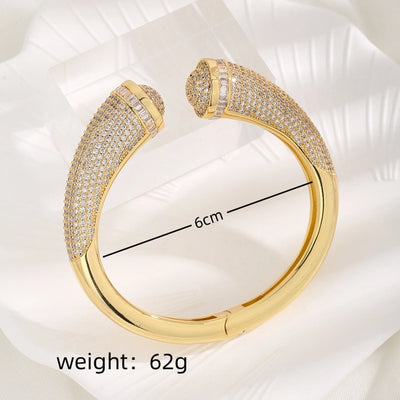 Copper 18K Gold Plated Inlay Geometric Zircon Bangle