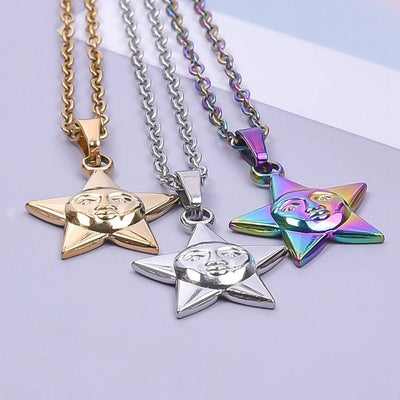 Jewelry Simple Style Pentagram 304 Stainless Steel Plating Pendant Necklace
