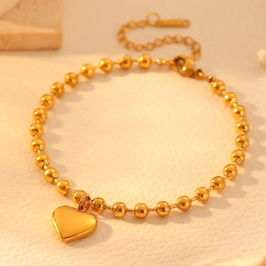 Stainless Steel Shell Peach Heart Bracelet Ornament Trendy Heart Titanium Steel No Fading Necklace Three Heart Bracelet Jewelry