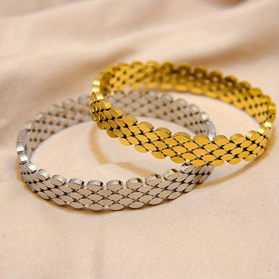 Elegant Simple Style Artistic Solid Color 304 Stainless Steel 18K Gold Plated Bangle In Bulk