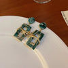 1 pair retro geometric heart shape bow knot alloy rhinestones drop earrings
