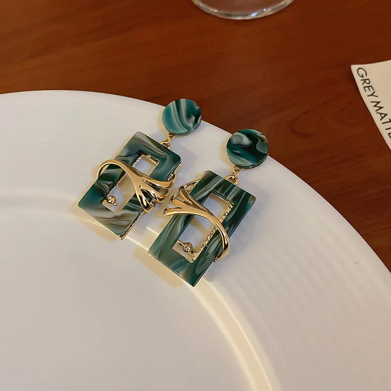 1 pair retro geometric heart shape bow knot alloy rhinestones drop earrings