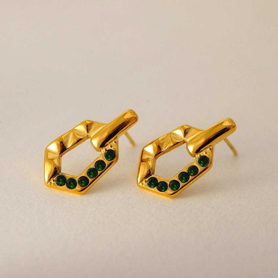 1 Pair Elegant Vintage Style Geometric 304 Stainless Steel Zircon Ear Studs