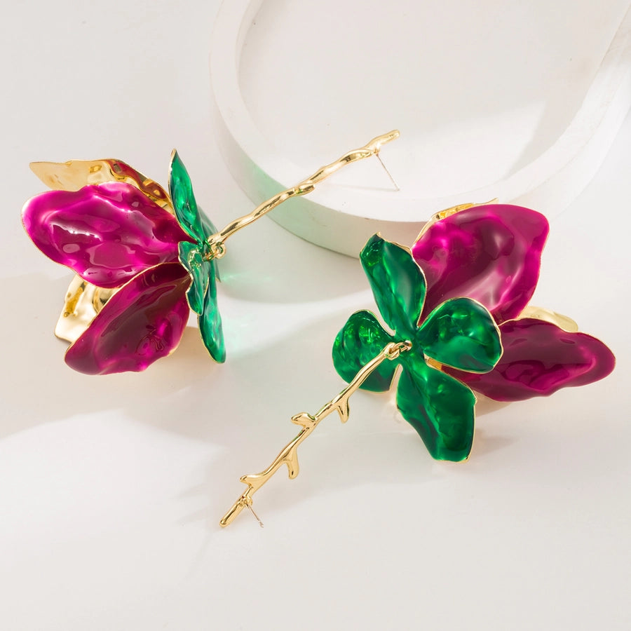 1 Pair Elegant Luxurious Flower Alloy Resin Gold Plated Silver Plated Drop Earrings