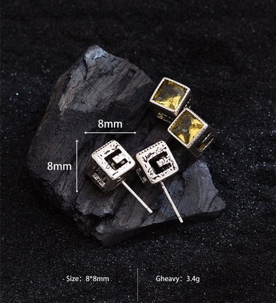 1 Pair Hip-Hop Vintage Style Square Inlay Copper Zircon Ear Studs