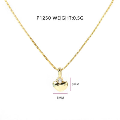 Jewelry Classic Style Heart Shape Copper Zircon Polishing Plating Pendant Necklace