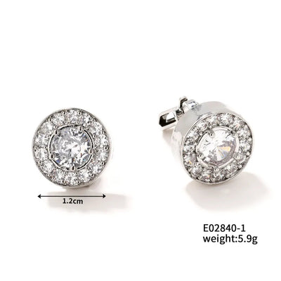 1 Pair Glam Shiny Water Droplets Plating Inlay Copper Zircon Rhodium Plated Ear Studs