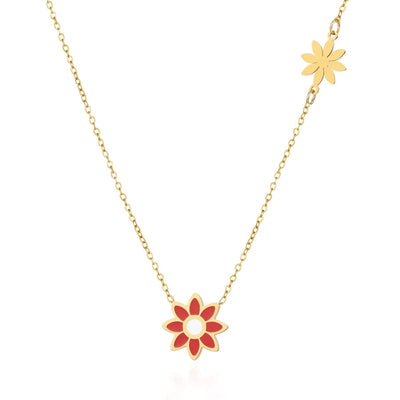 Premium Little Daisy Flower Bracelet Necklace Ear Stud Three-Piece Set Sweet Personality Niche Stainless Steel Ornament