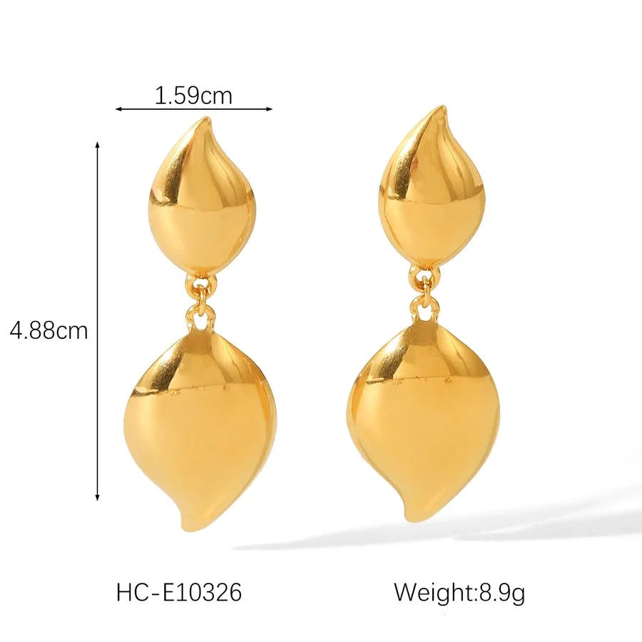 1 Pair IG Style Geometric Water Droplets Solid Color Plating 304 Stainless Steel 18K Gold Plated Drop Earrings