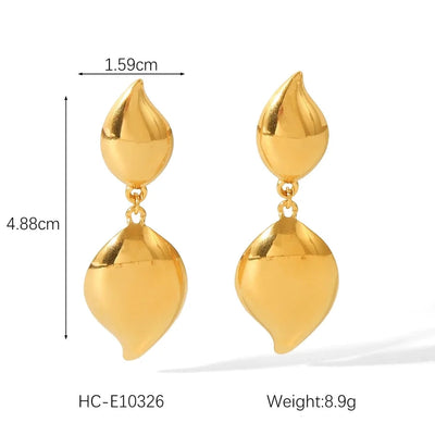 1 Pair IG Style Geometric Water Droplets Solid Color Plating 304 Stainless Steel 18K Gold Plated Drop Earrings