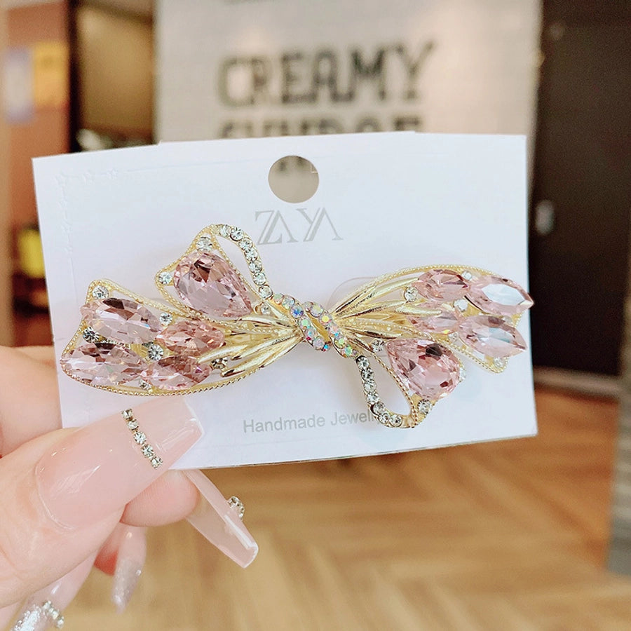 sweet bow knot artificial crystal hair clip