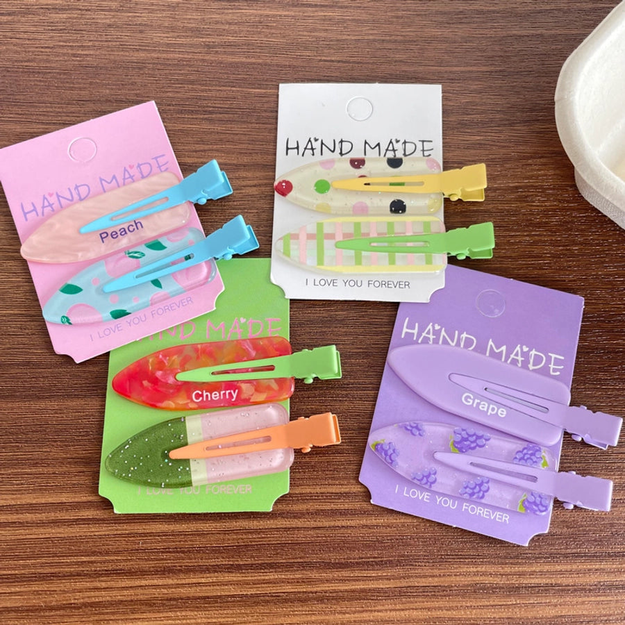 Women's IG Style Cute Stripe Fruit Solid Color Plastic Resin Hair Clip