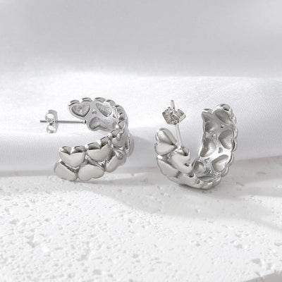 1 Pair Elegant C Shape Heart Shape 304 Stainless Steel 18K Gold Plated Ear Studs