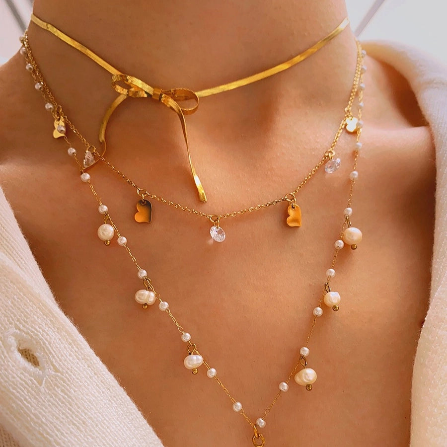 Jewelry Elegant Sun Bow Knot 304 Stainless Steel Necklace