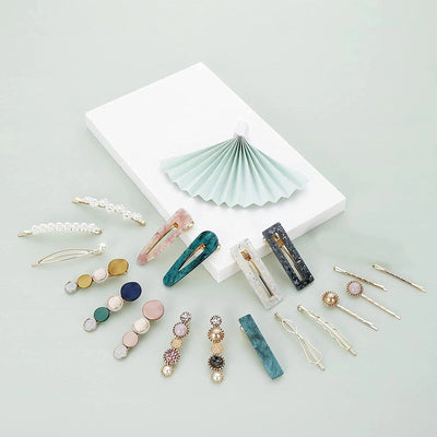 Hair Accessories Acetic Acid Side Clip Marble Effect Hairpin Pearl Candy Color Fashion Hairpin Combination Set