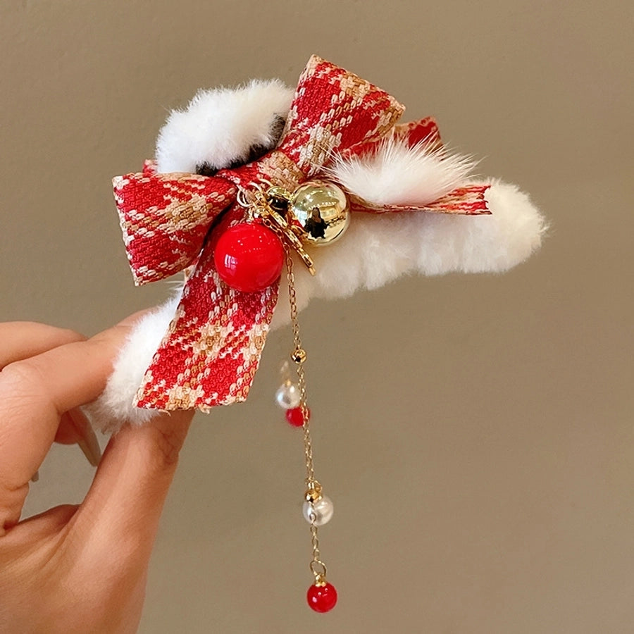 Christmas Casual Simple Style Streetwear Women's Bow Knot Arylic Alloy Hair Claws