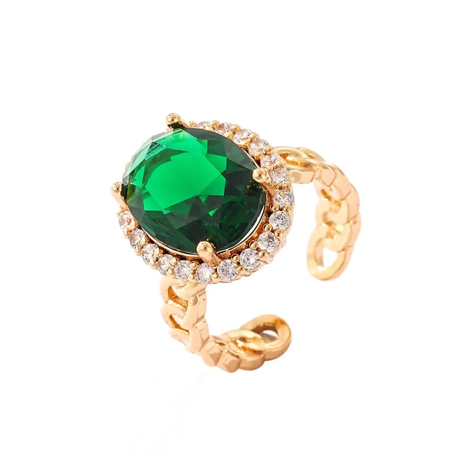 Jewelry Retro Oval Copper Zircon Rings Bracelets Jewelry Set