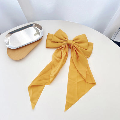 retro simple style solid color bow knot cloth hair clip