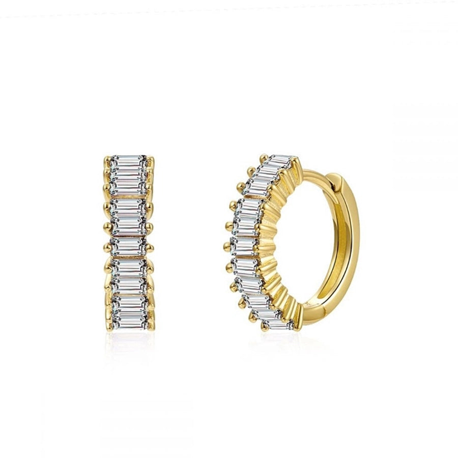 1 Pair IG Style Shiny Geometric Inlay Copper Zircon Gold Plated Earrings