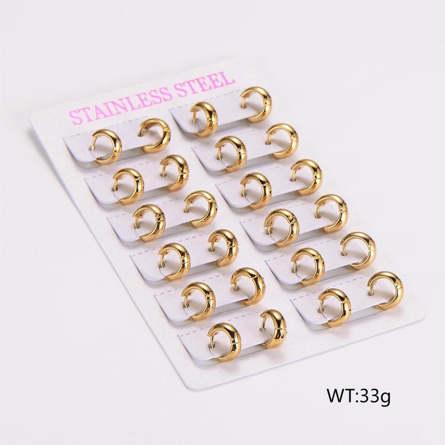 1 Pack of 12 Pairs Vintage Style Classic Style Commute Circle 304 Stainless Steel Earrings