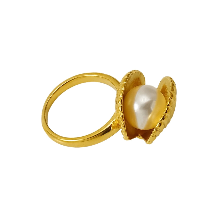 Jewelry IG Style Shell 304 Stainless Steel Artificial Pearls 18K Gold Plated Inlay Rings Earrings Necklace