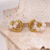 1 Pair French Style Geometric Pearl chain 304 Stainless Steel 18K Gold Plated Drop Earrings