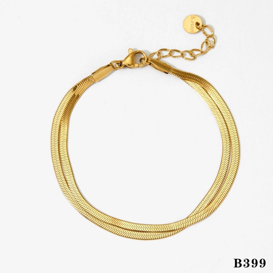 Jewelry Vacation Modern Style Solid Color 304 Stainless Steel 16K Gold Plated White Gold Plated Gold Plated Polishing Plating Bracelets Anklet Necklace