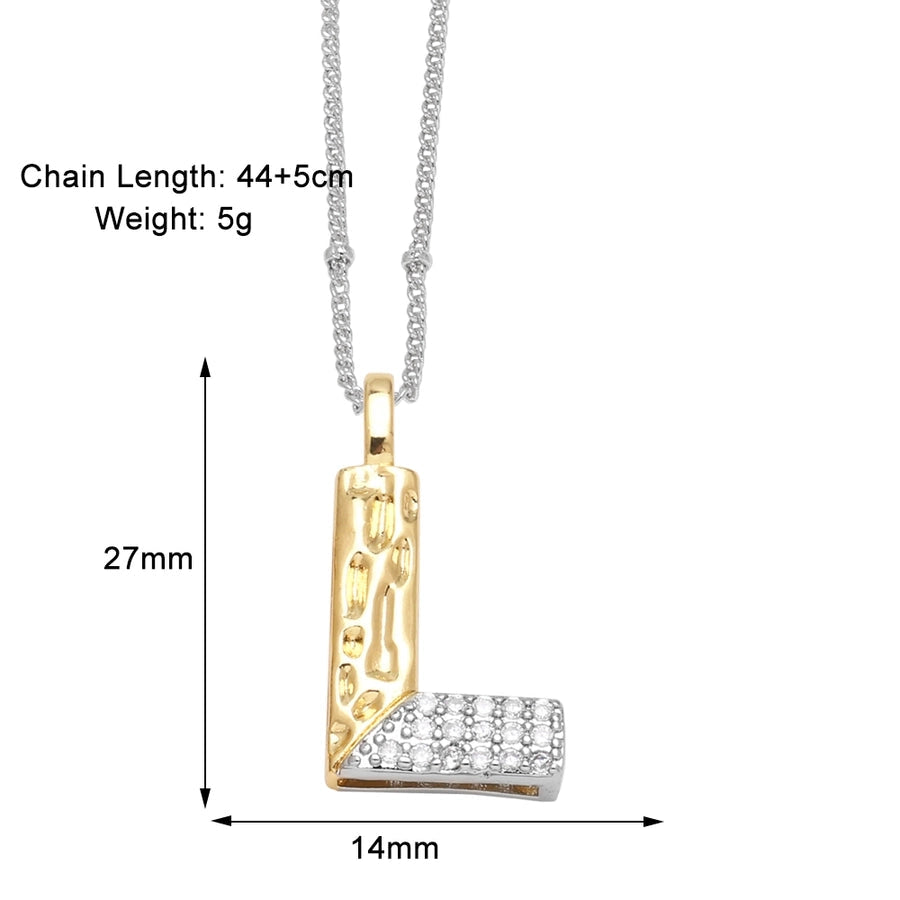 Jewelry Modern Style Simple Style letter 201 Stainless Steel Copper Zircon 18K Gold Plated Mixed Metal Inlay Pendant Necklace