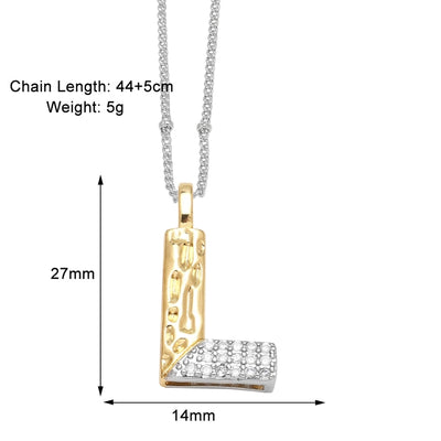 Jewelry Modern Style Simple Style letter 201 Stainless Steel Copper Zircon 18K Gold Plated Mixed Metal Inlay Pendant Necklace
