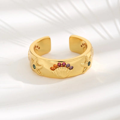 Jewelry Casual Simple Style Geometric Copper Zircon 18K Gold Plated Open Rings