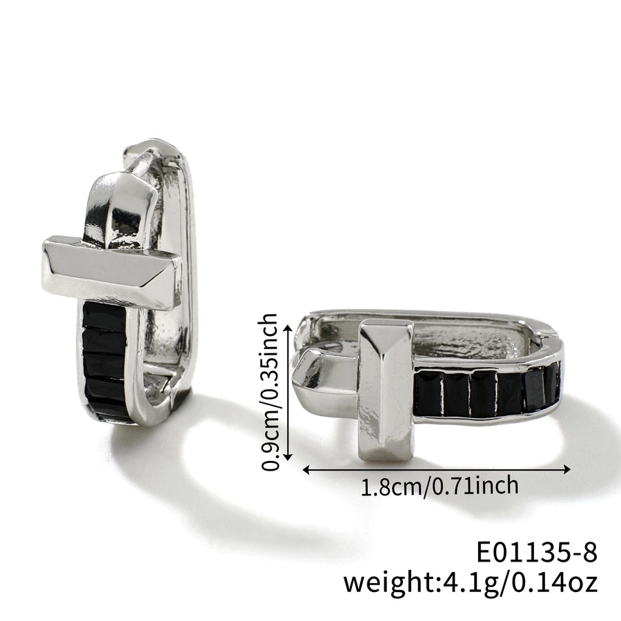 1 Pair Elegant Simple Style Shiny Geometric Inlay Copper Glass K Gold Plated Rhodium Plated Ear clip