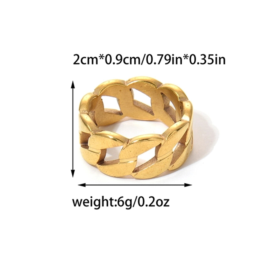 Jewelry Hip-Hop Rock Streetwear Geometric 304 Stainless Steel 14K Gold Plated Rings