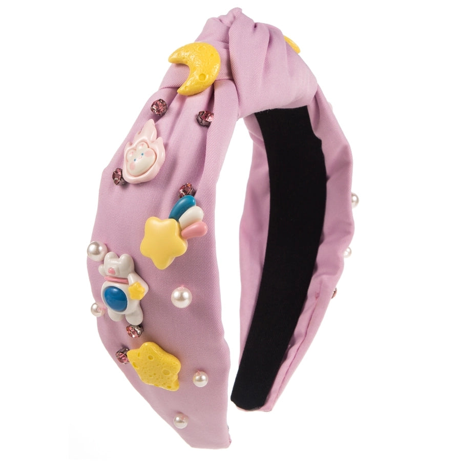 women's sweet simple style ice cream flannel inlay artificial pearls hair band
