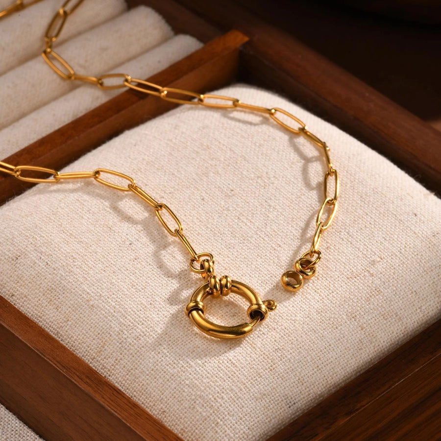 Jewelry IG Style Geometric 201 Stainless Steel 18K Gold Plated Pendant Necklace